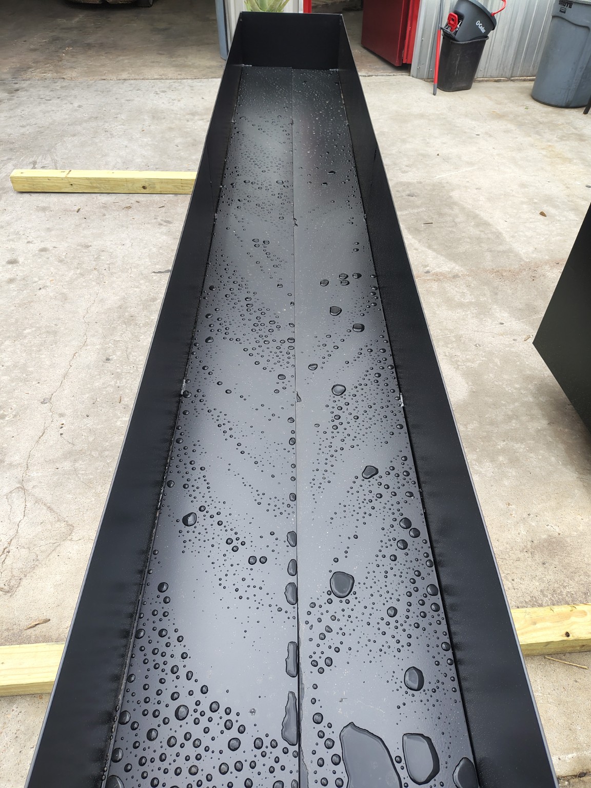 Top view of custom steel planter box