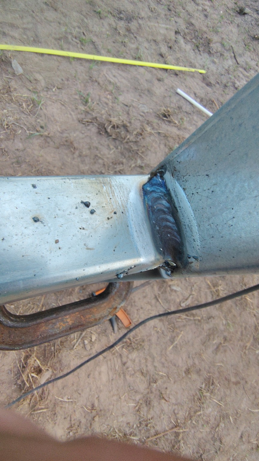 Close-up galvanized weld